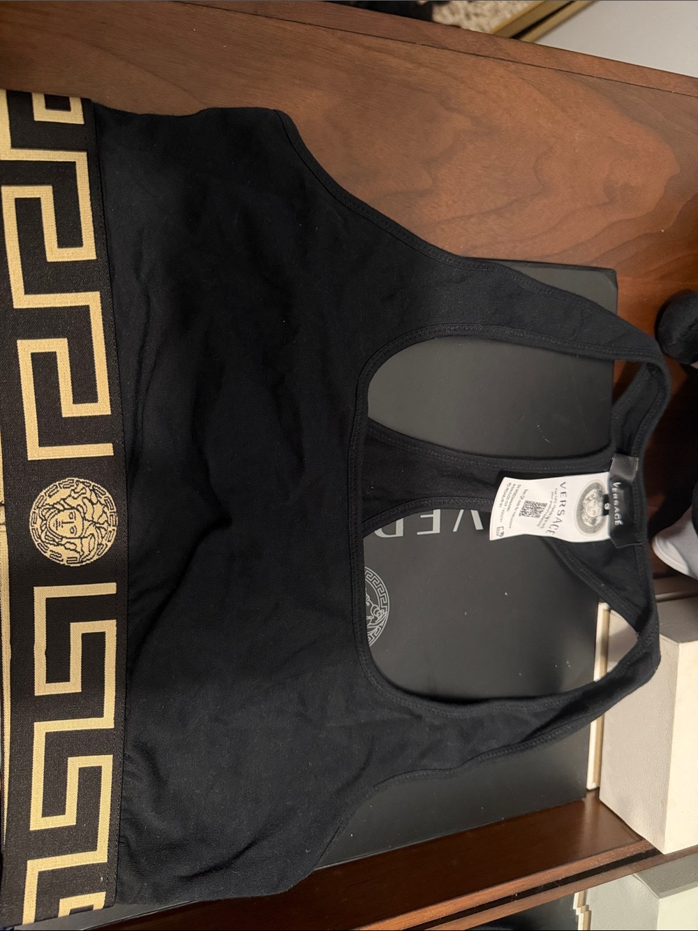 Versace Black and Gold Logo top/bra